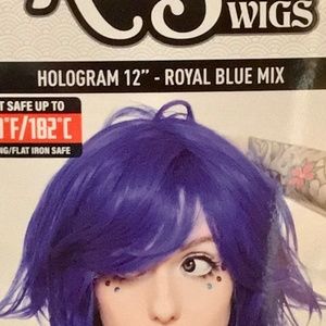Blue heat safe cos play wig